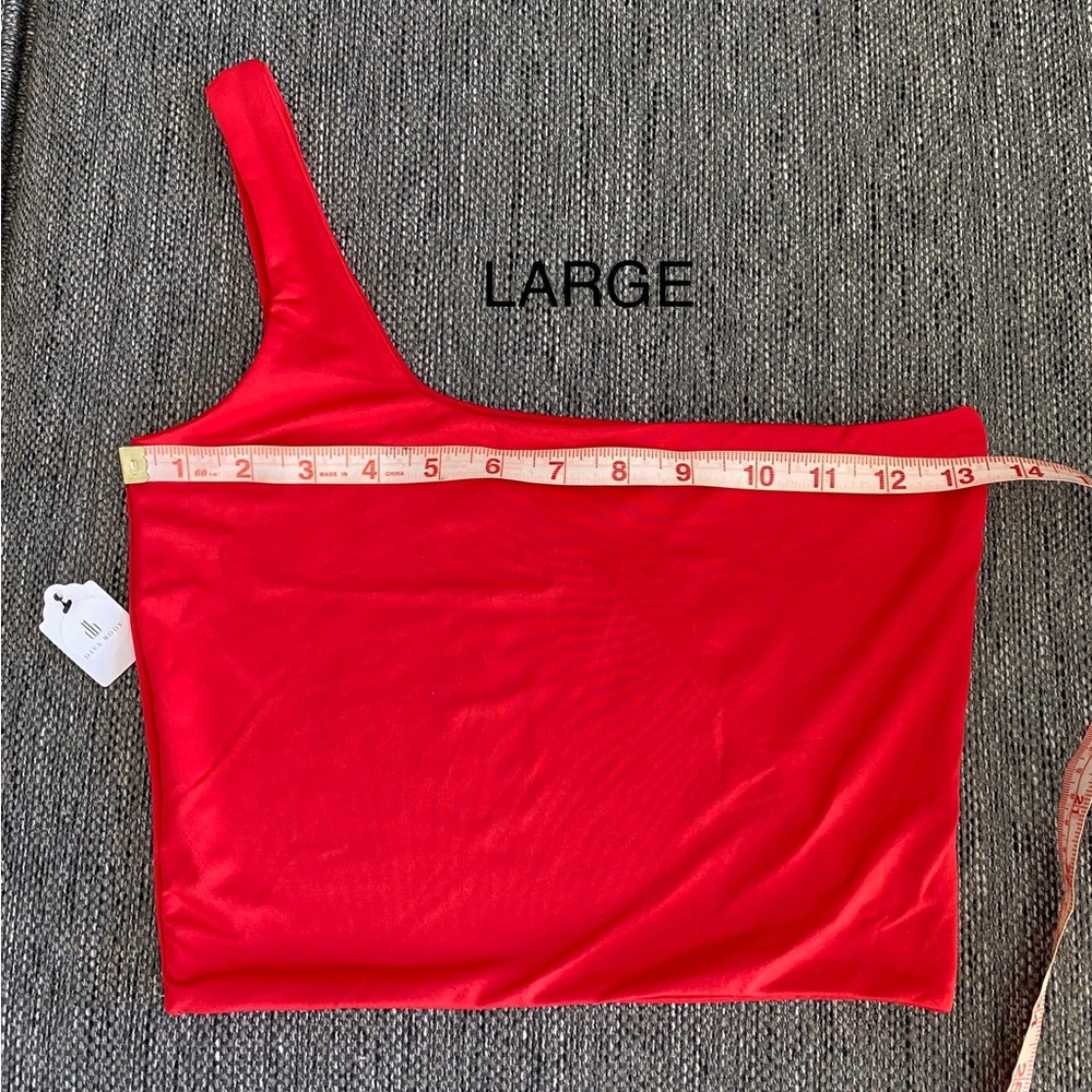 Red Crop Top one shoulder small NWT - Picture 4 of 8